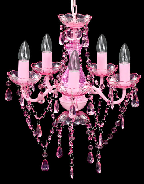 Încărcați imaginea în vizualizatorul Galerie, Lustră roz de cristal artificial cu 5 becuri Lando - Lando
