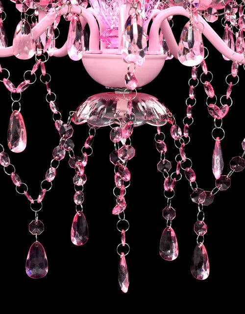 Загрузите изображение в средство просмотра галереи, Lustră roz de cristal artificial cu 5 becuri Lando - Lando
