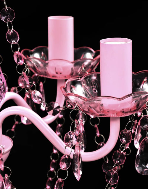 Încărcați imaginea în vizualizatorul Galerie, Lustră roz de cristal artificial cu 5 becuri Lando - Lando

