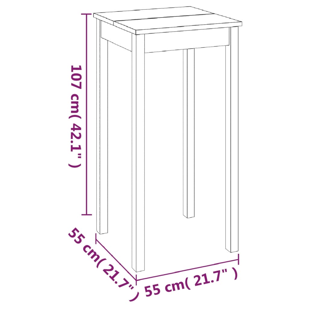 Masă de bar din MDF, negru, 55 x 55 x 107 cm - Lando