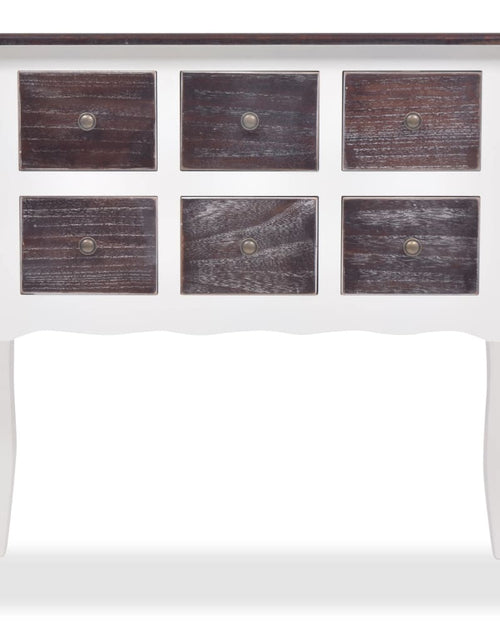 Încărcați imaginea în vizualizatorul Galerie, Dulap consolă cu 6 sertare, maro și alb, lemn - Lando
