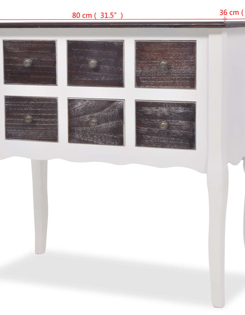 Încărcați imaginea în vizualizatorul Galerie, Dulap consolă cu 6 sertare, maro și alb, lemn - Lando
