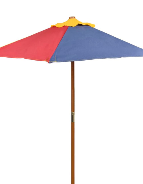 Încărcați imaginea în vizualizatorul Galerie, Masă de picnic pentru copii cu bănci &amp; umbrelă, lemn multicolor - Lando
