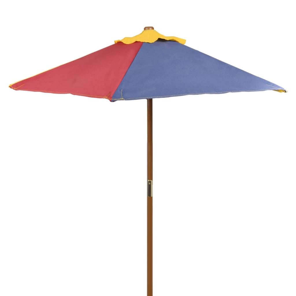 Masă de picnic pentru copii cu bănci &amp; umbrelă, lemn multicolor - Lando