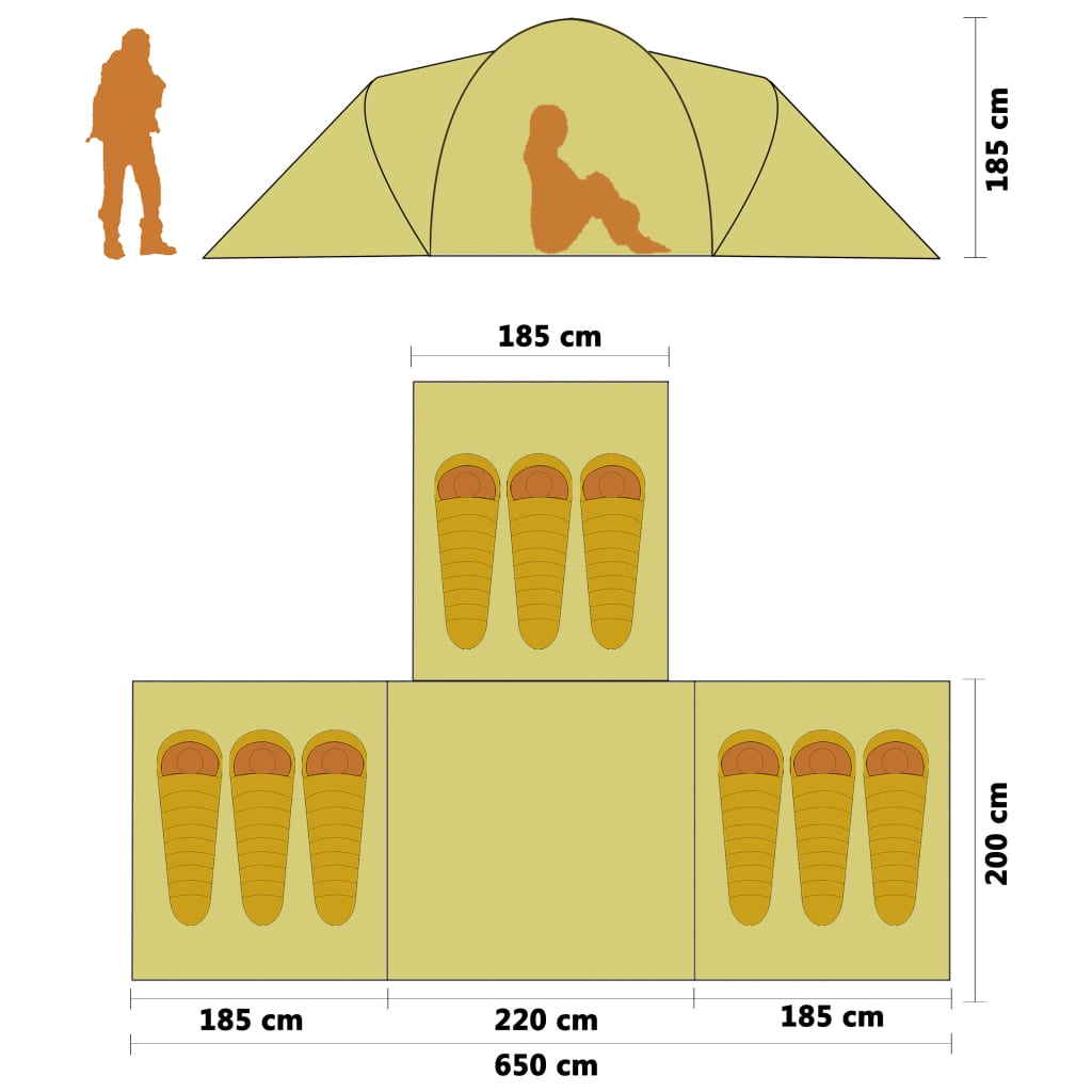 Cort camping din material textil, 9 persoane, albastru și verde Lando - Lando