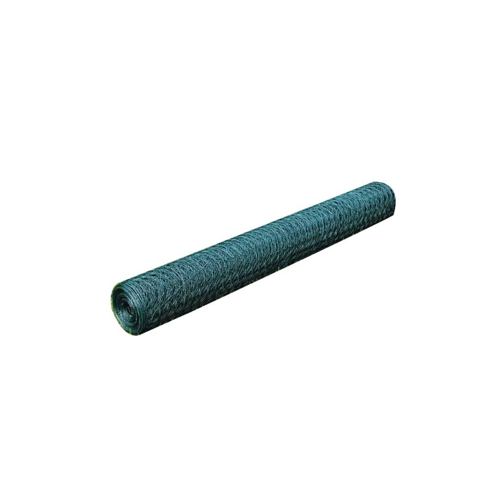 Plasă de sârmă găini, verde, 25 x 0,5 m, oțel galvanizat cu PVC Lando - Lando