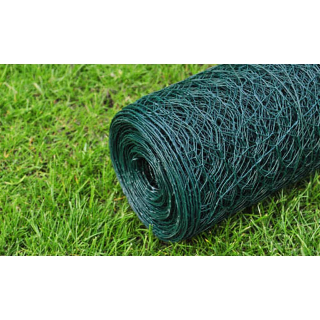 Plasă de sârmă găini, verde, 25 x 0,5 m, oțel galvanizat cu PVC Lando - Lando