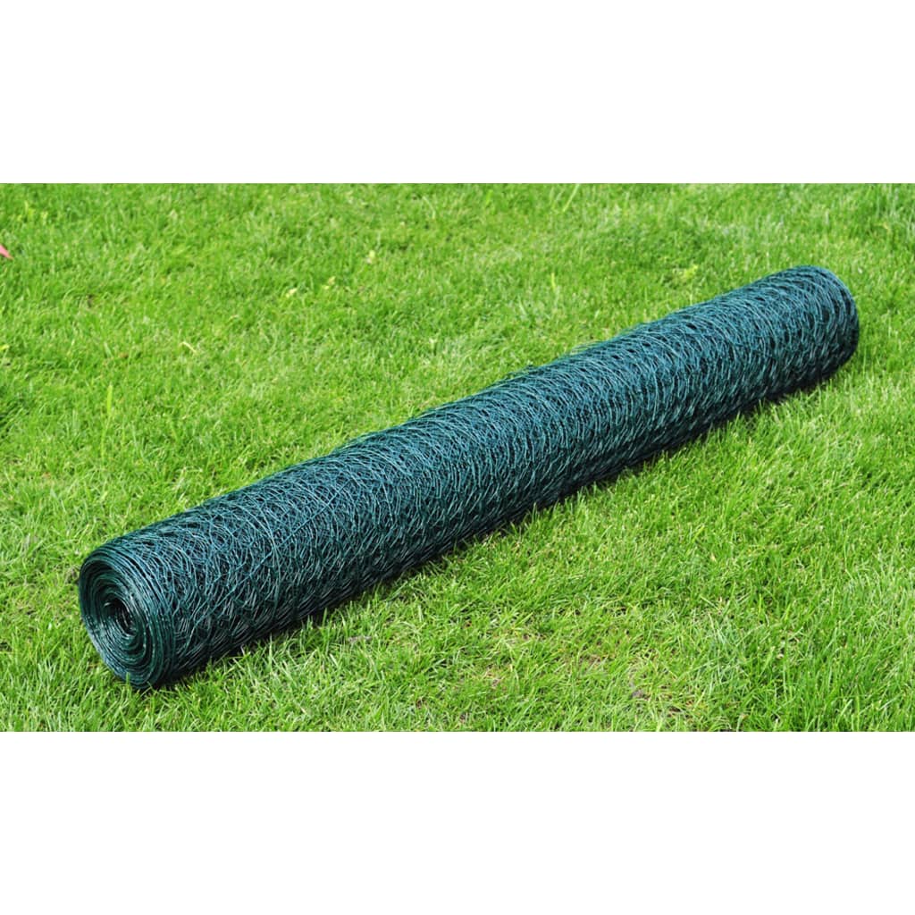 Plasă de sârmă găini, verde, 25 x 0,5 m, oțel galvanizat cu PVC Lando - Lando