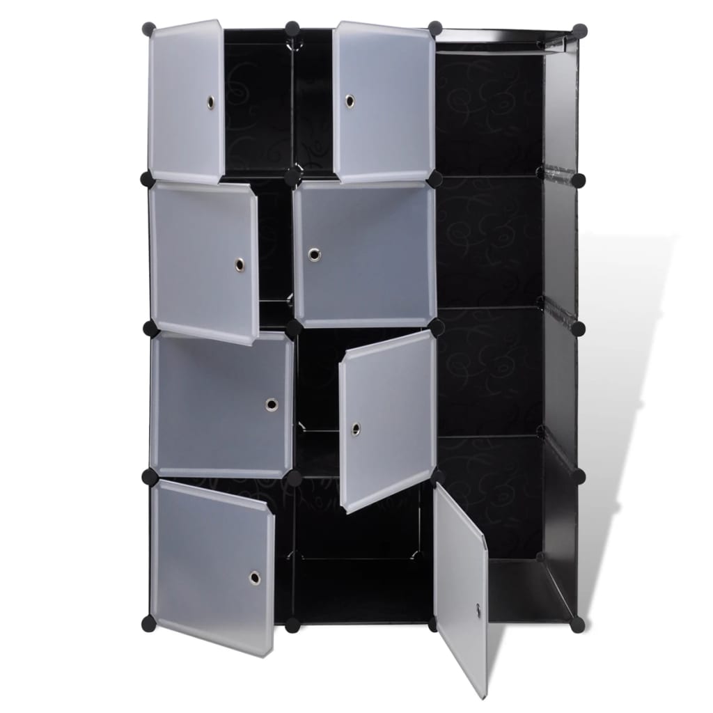 Dulap modular cu 9 compartimente, 37x115x150 cm, negru și alb - Lando