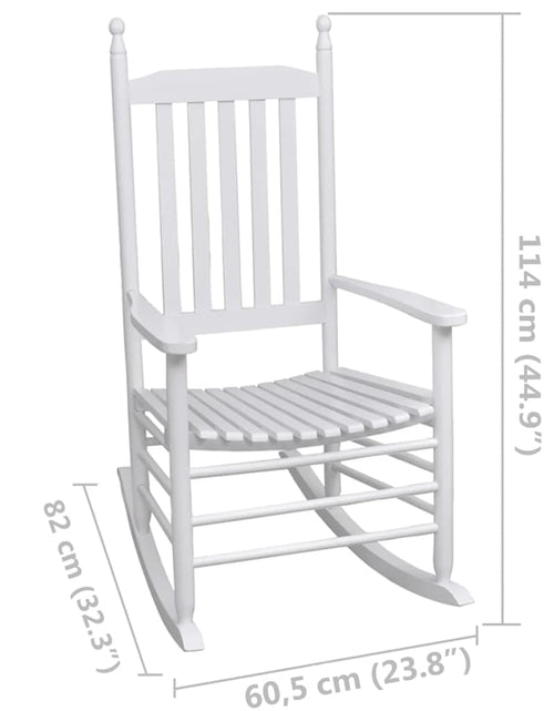 Încărcați imaginea în vizualizatorul Galerie, Scaun balansoar cu șezut curbat, alb, lemn - Lando
