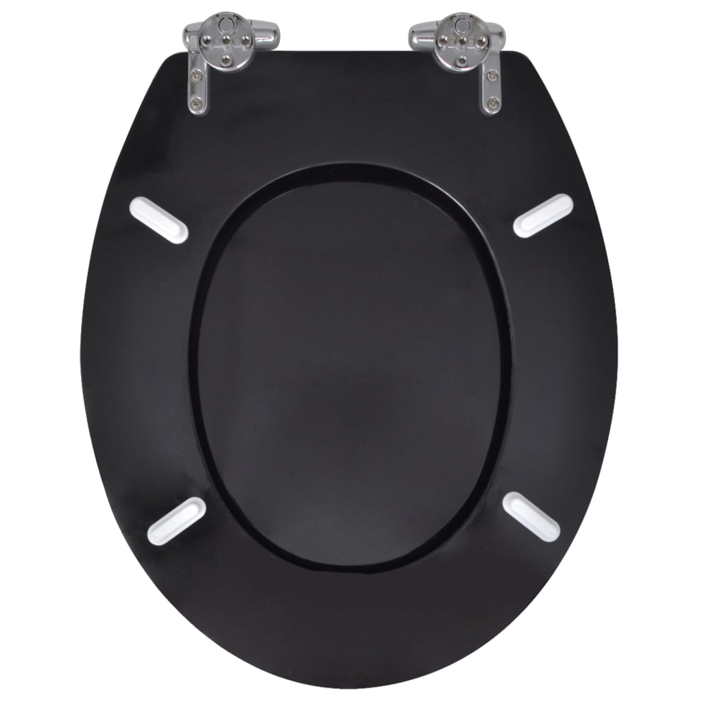 Capac WC cu închidere silențioasă negru MDF design simplu Lando - Lando