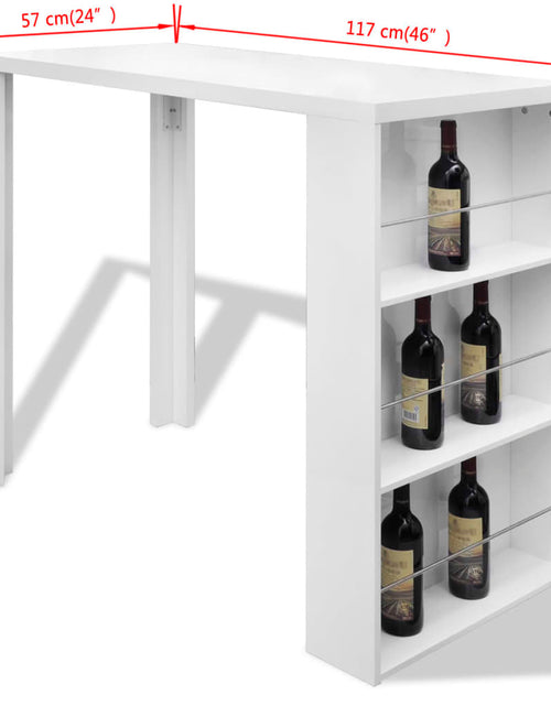 Încărcați imaginea în vizualizatorul Galerie, Masă de bar din MDF, cu suport pentru sticle de vin, alb lucios - Lando
