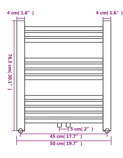 Încărcați imaginea în vizualizatorul Galerie, Radiator port-prosop încălzire centrală baie, drept, 500 x 764 mm - Lando
