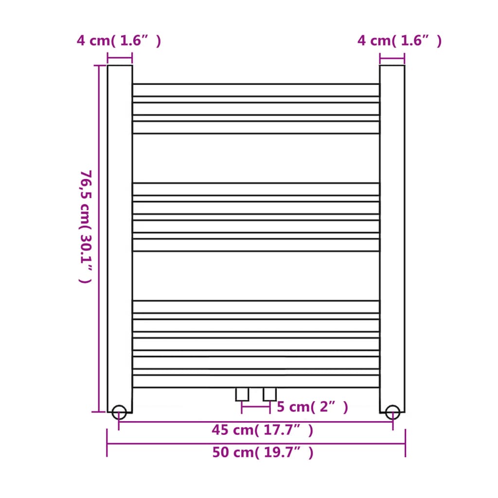 Radiator port-prosop încălzire centrală baie, drept, 500 x 764 mm - Lando