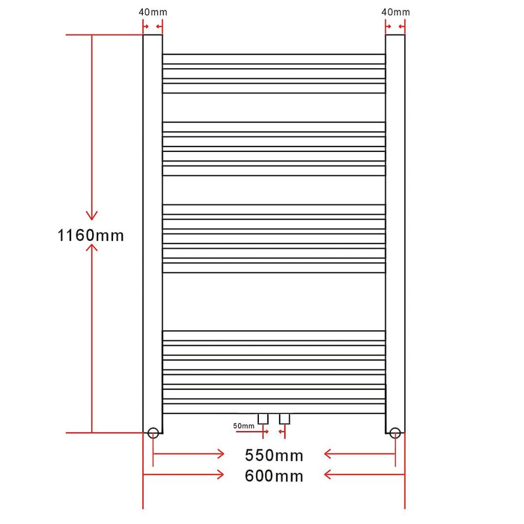 Radiator port-prosop încălzire centrală baie 600x1160 mm curbat Lando - Lando