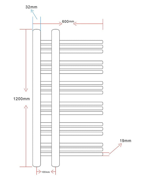 Încărcați imaginea în vizualizatorul Galerie, Radiator portprosop încălzire centrală baie 600x1200 mm formă E Lando - Lando
