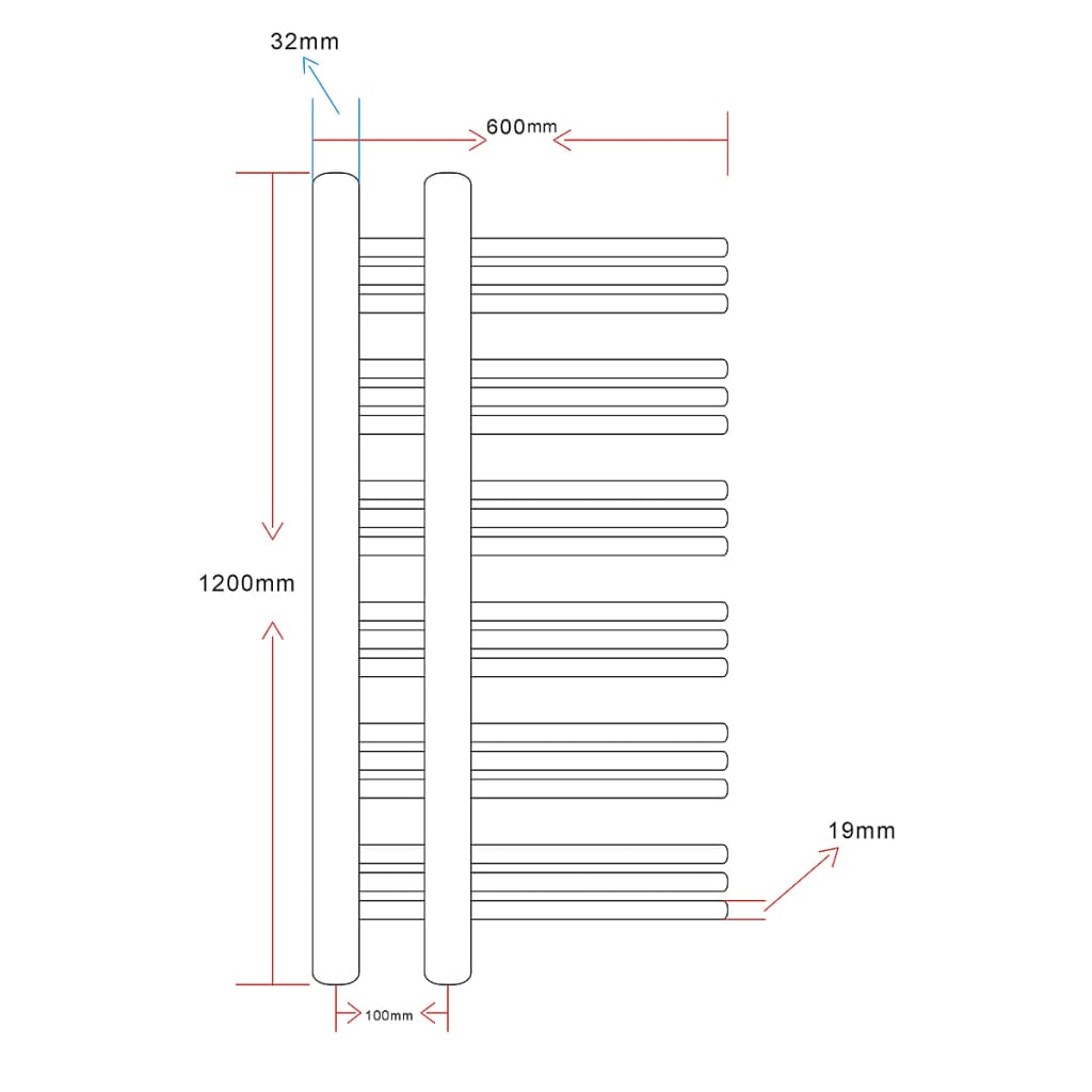 Radiator portprosop încălzire centrală baie 600x1200 mm formă E Lando - Lando