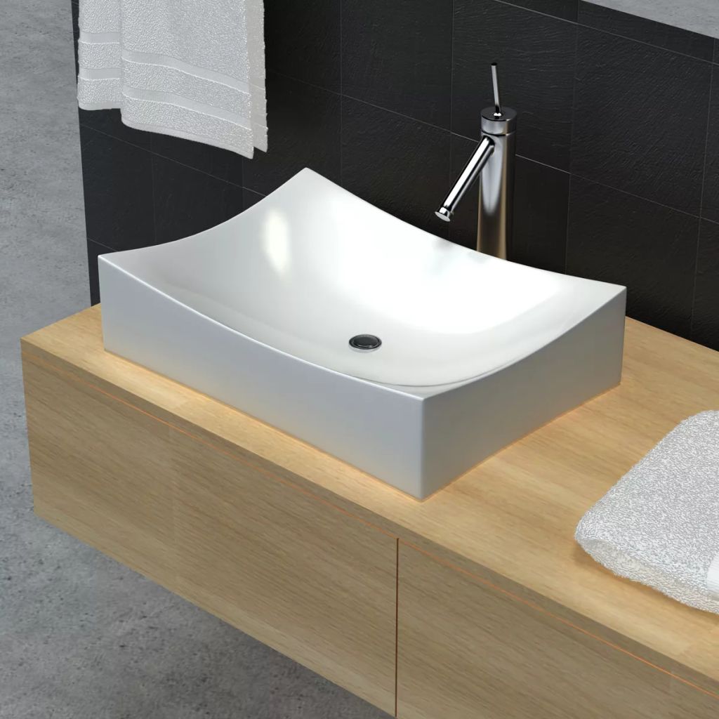 Chiuvetă din ceramică pentru baie high gloss, Alb Lando - Lando