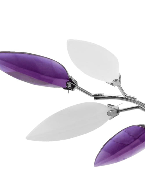 Încărcați imaginea în vizualizatorul Galerie, Lustră cu frunze cristal acrilic, alb/violet, pentru 3 becuri E14 - Lando
