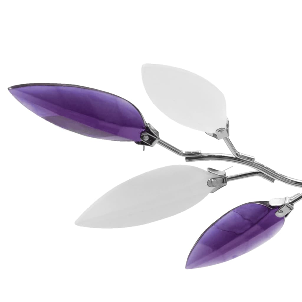 Lustră cu frunze cristal acrilic, alb/violet, pentru 3 becuri E14 - Lando