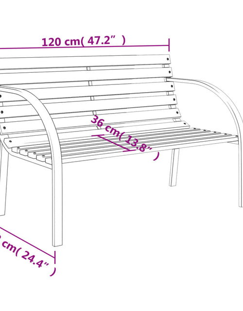 Încărcați imaginea în vizualizatorul Galerie, Bancă de grădină, 120 cm, lemn și fier - Lando
