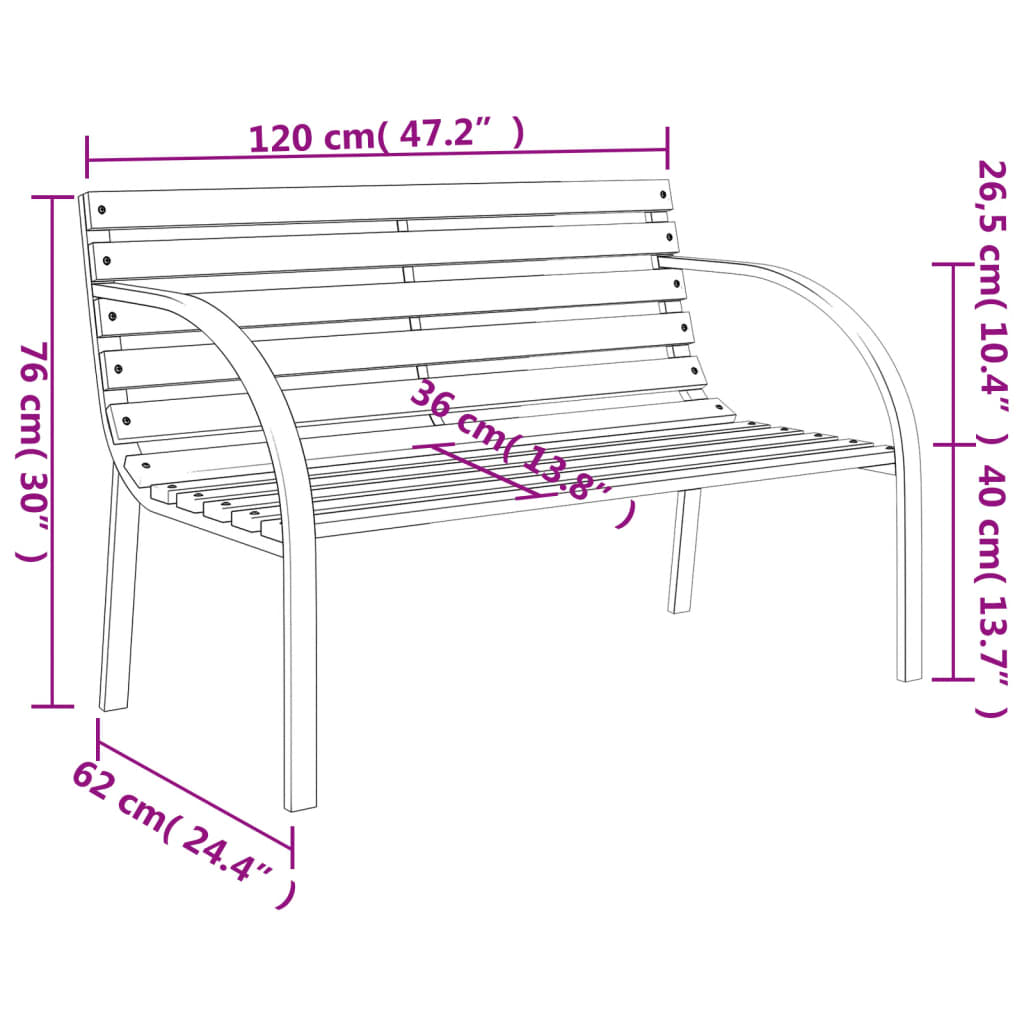 Bancă de grădină, 120 cm, lemn și fier - Lando