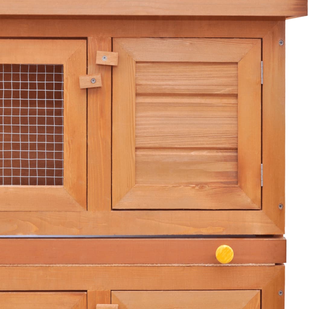 Cușcă de exterior iepuri cușcă adăpost animale mici, 4 uși, lemn Lando - Lando