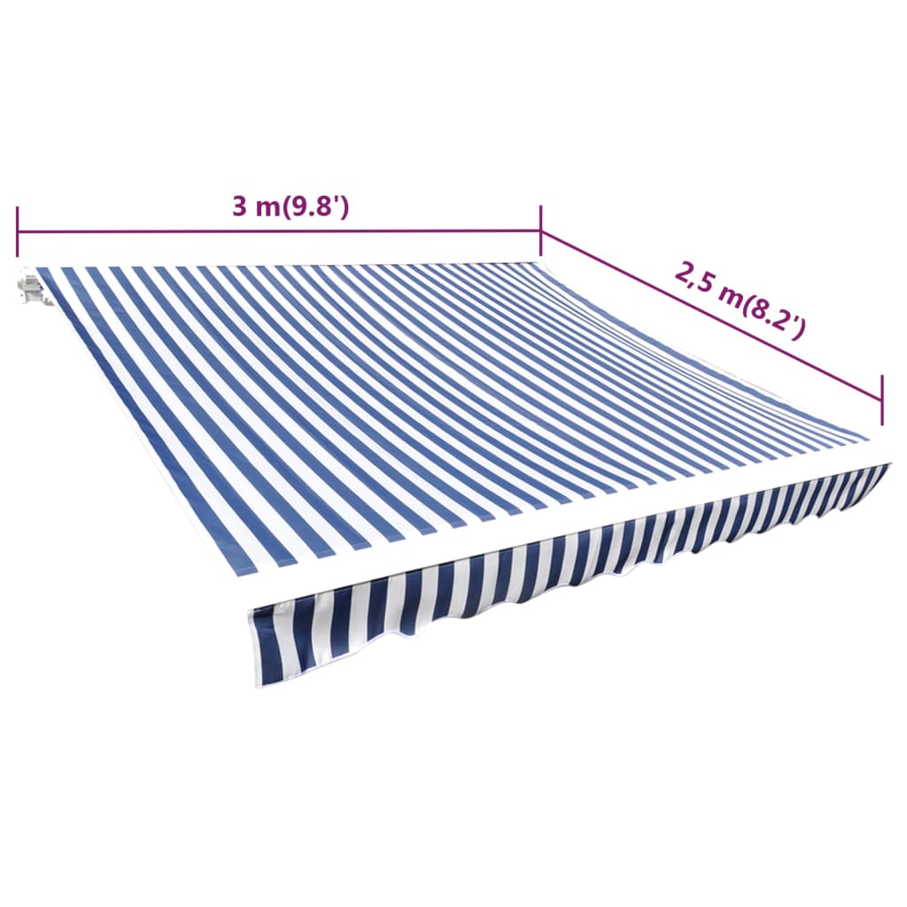 Pânză copertină albastru & alb, 3x2,5 m (cadrul nu este inclus) - Lando