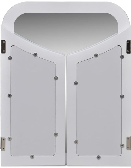 Încărcați imaginea în vizualizatorul Galerie, Masă de toaletă cu oglindă 3 în 1 și taburet, 2 sertare, alb - Lando
