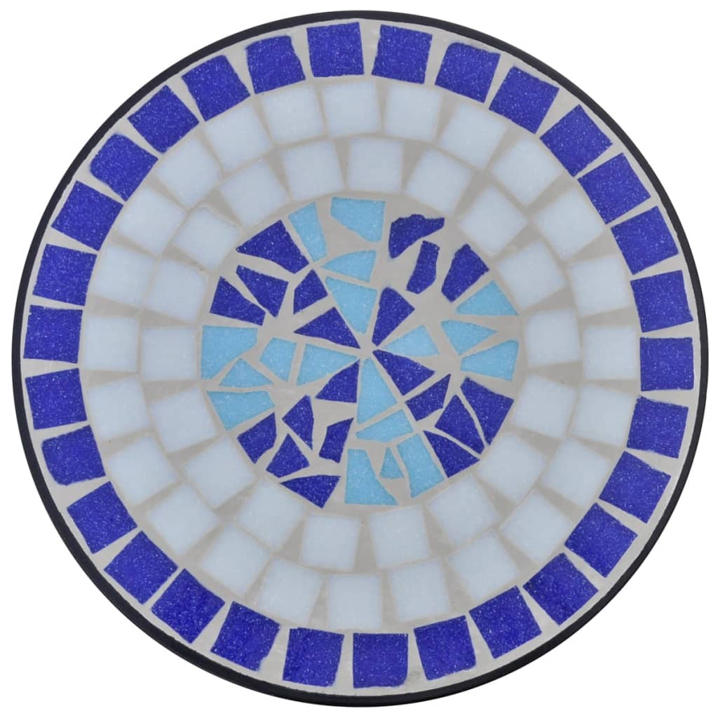 Masă laterală cu mozaic pentru plante, albastru și alb - Lando