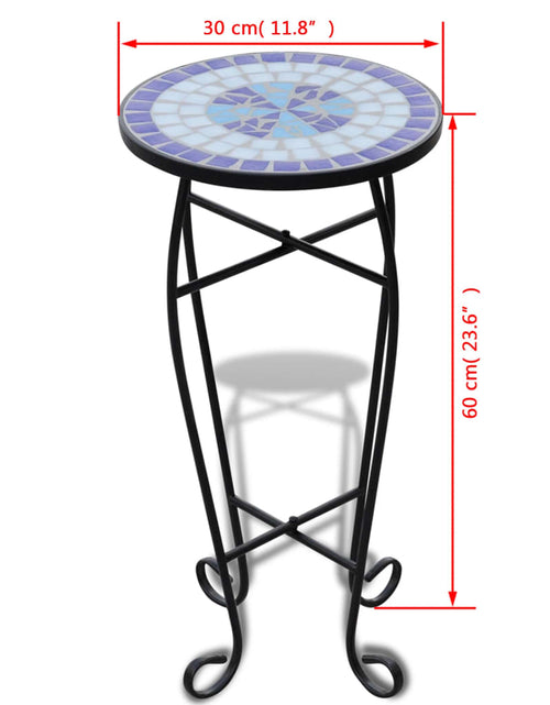 Încărcați imaginea în vizualizatorul Galerie, Masă laterală cu mozaic pentru plante, albastru și alb - Lando
