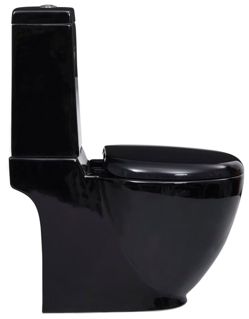 Încărcați imaginea în vizualizatorul Galerie, Vas WC toaletă de baie, negru, ceramică, rotund, flux inferior - Lando
