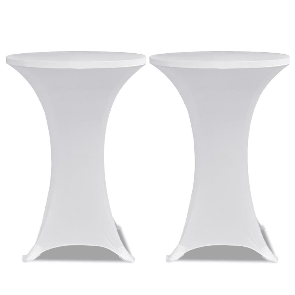 Husă de masă cu picior Ø70 cm, 2 buc., alb, elastic - Lando