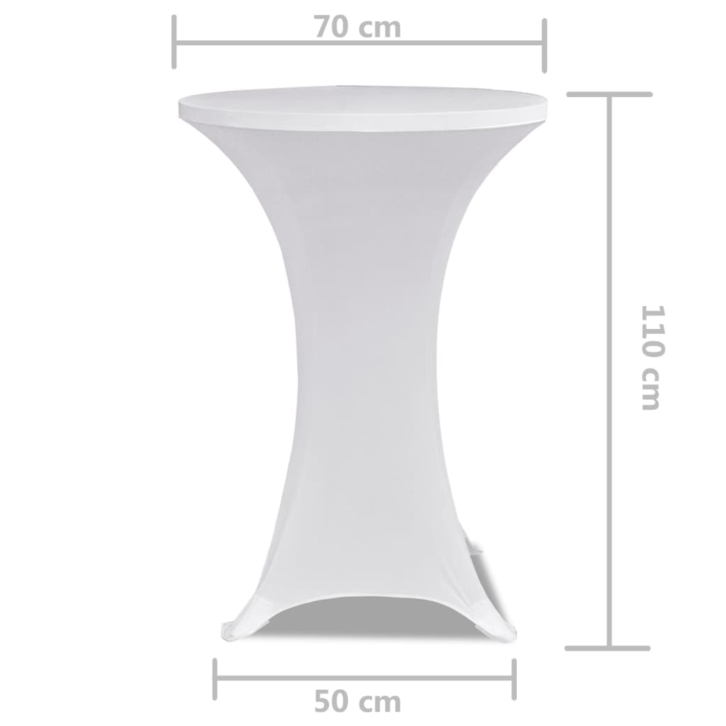 Husă de masă cu picior Ø70 cm, 2 buc., alb, elastic - Lando