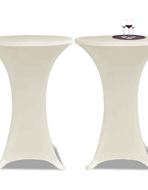 Încărcați imaginea în vizualizatorul Galerie, Husă de masă cu picior Ø60 cm, 2 buc., crem, elastic - Lando
