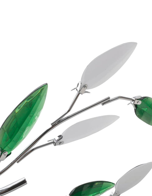 Încărcați imaginea în vizualizatorul Galerie, Plafoniera verde/albă, cu brațe frunze cristal acrilic, 5 becuri E14 Lando - Lando
