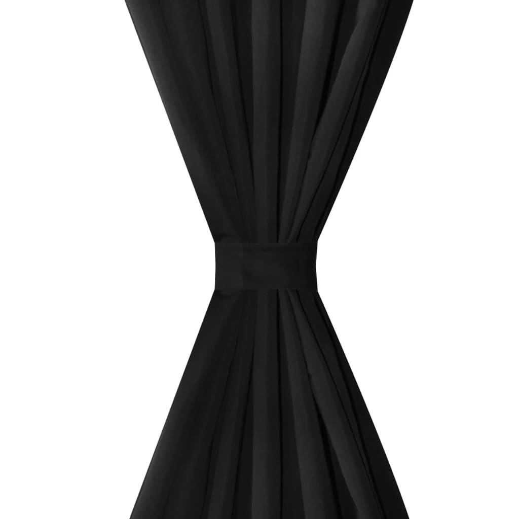 Draperii micro-satin cu bride, 2 buc, 140 x 175 cm, negru Lando - Lando