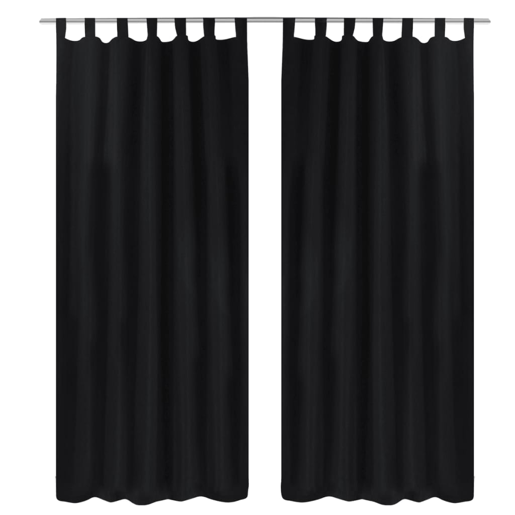 Draperii micro-satin cu bride, 2 buc, 140 x 225 cm, negru Lando - Lando