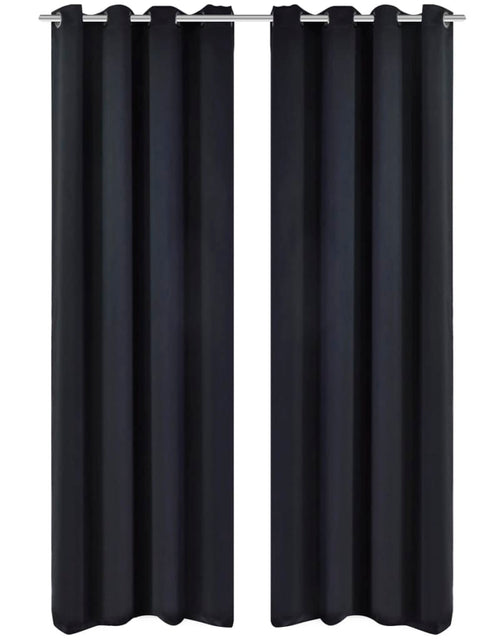 Încărcați imaginea în vizualizatorul Galerie, Draperii opace cu inele metalice, 2 buc., negru, 135 x 245 cm - Lando
