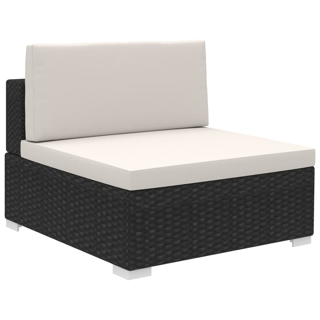 Set mobilier de grădină cu perne, 6 piese, negru, poliratan Lando - Lando