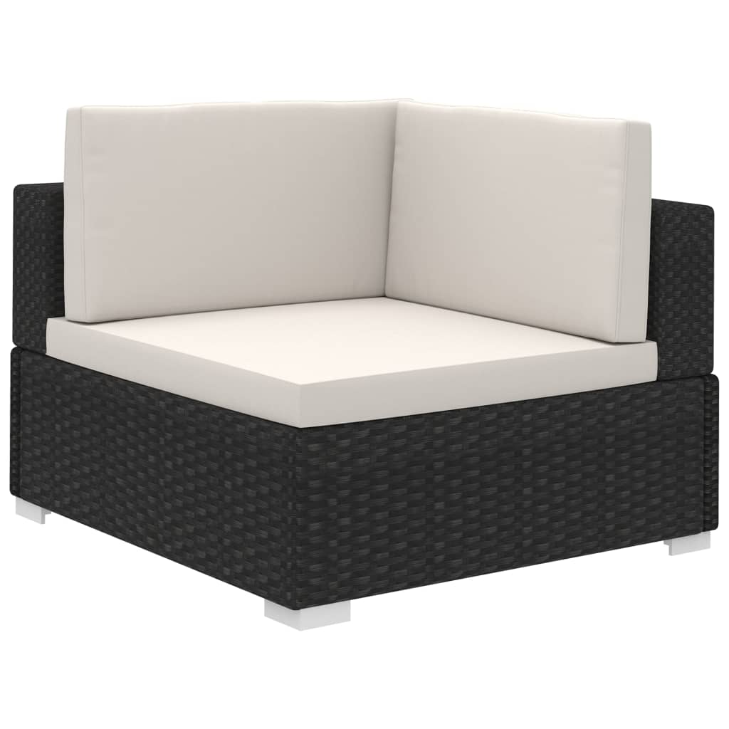 Set mobilier de grădină cu perne, 6 piese, negru, poliratan Lando - Lando