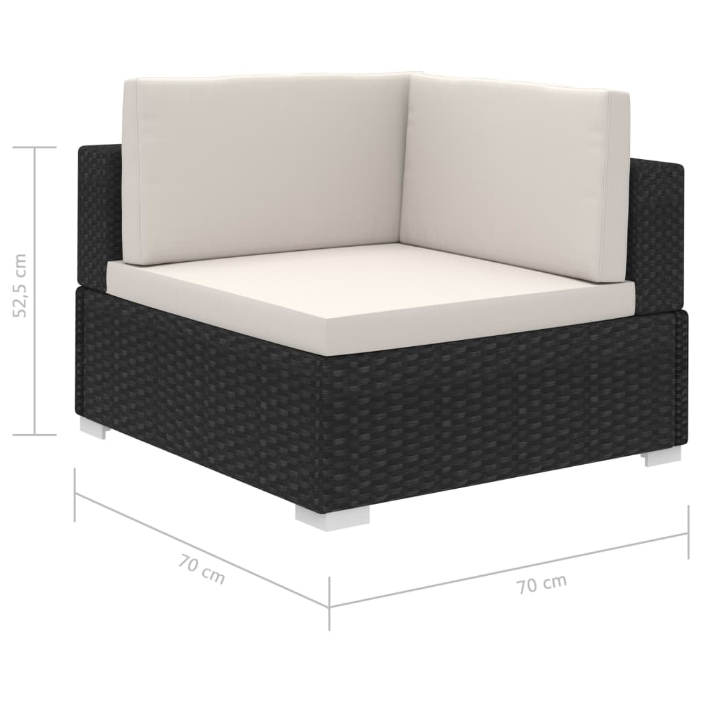 Set mobilier de grădină cu perne, 8 piese, negru, poliratan Lando - Lando