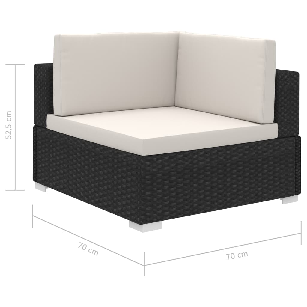 Set mobilier de grădină cu perne, 12 piese, negru, poliratan Lando - Lando