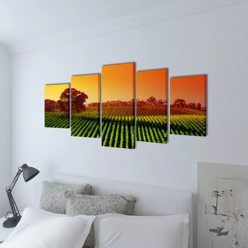 Set tablouri din pânză cu imprimeu câmpuri 100 x 50 cm Lando - Lando