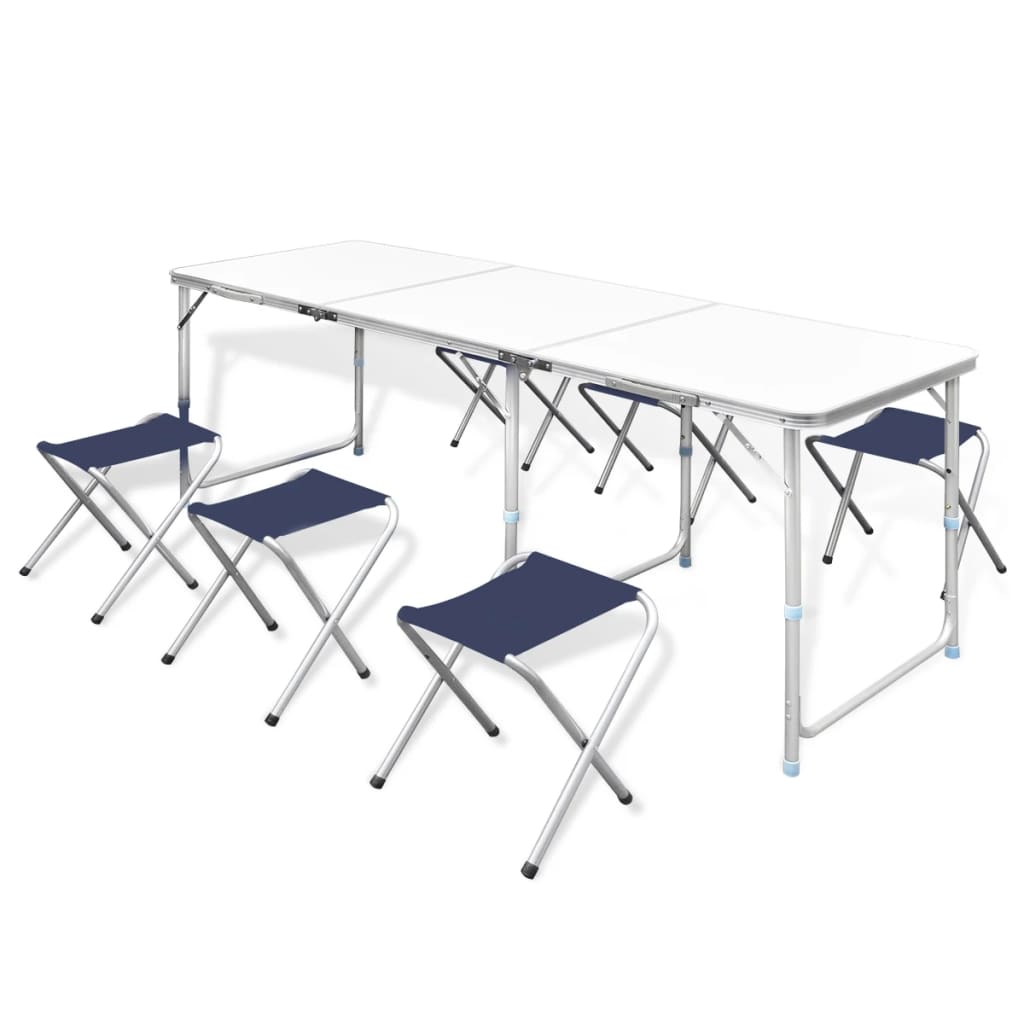 Set masă de camping pliabilă cu 6 scaune, reglabil, 180x60 cm Lando - Lando