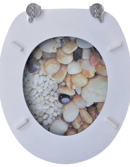 Încărcați imaginea în vizualizatorul Galerie, Scaun de toaletă cu capac din MDF, design pietricele Lando - Lando
