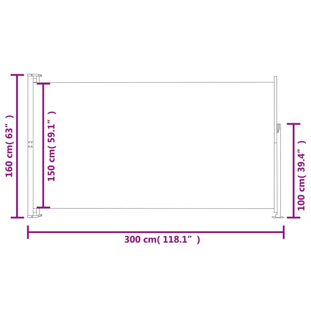 Copertină laterală retractabilă de terasă, maro, 160x300 cm - Lando