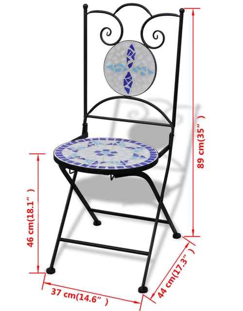 Загрузите изображение в средство просмотра галереи, Scaune bistro pliante, 2 buc., albastru și alb, ceramică - Lando

