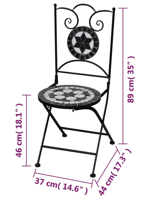Загрузите изображение в средство просмотра галереи, Scaune bistro pliante, 2 buc., negru și alb, ceramică - Lando
