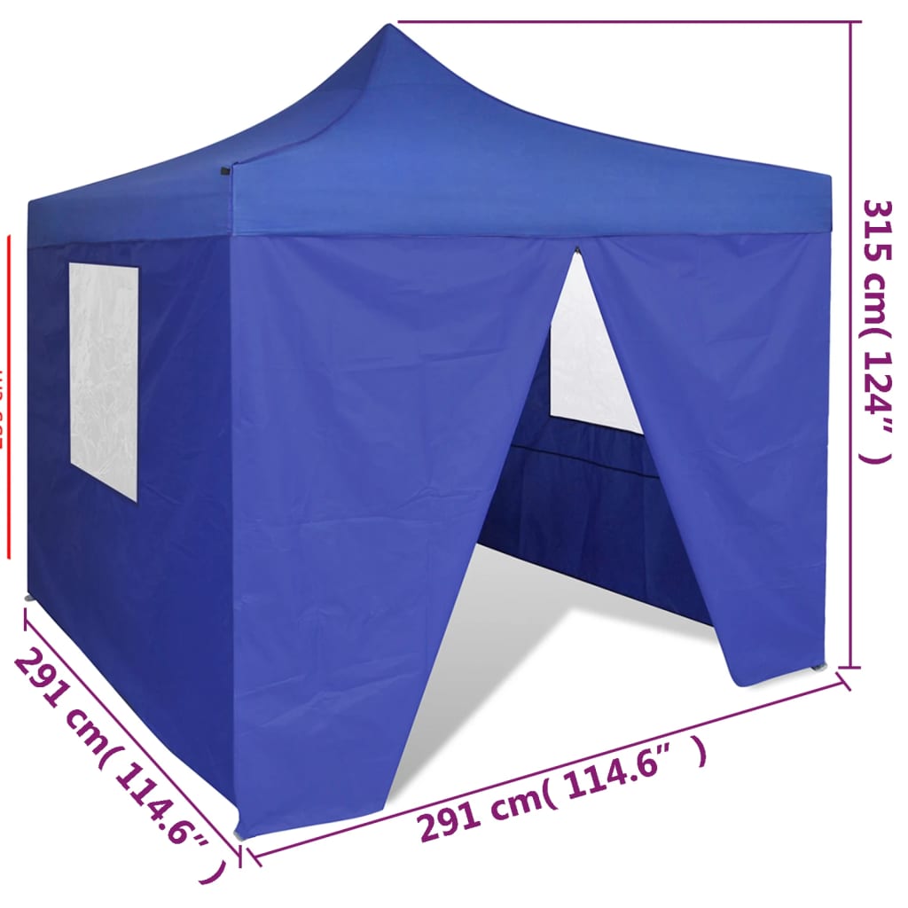 41466 Blue Foldable Tent 3 x 3 m with 4 Walls Lando - Lando